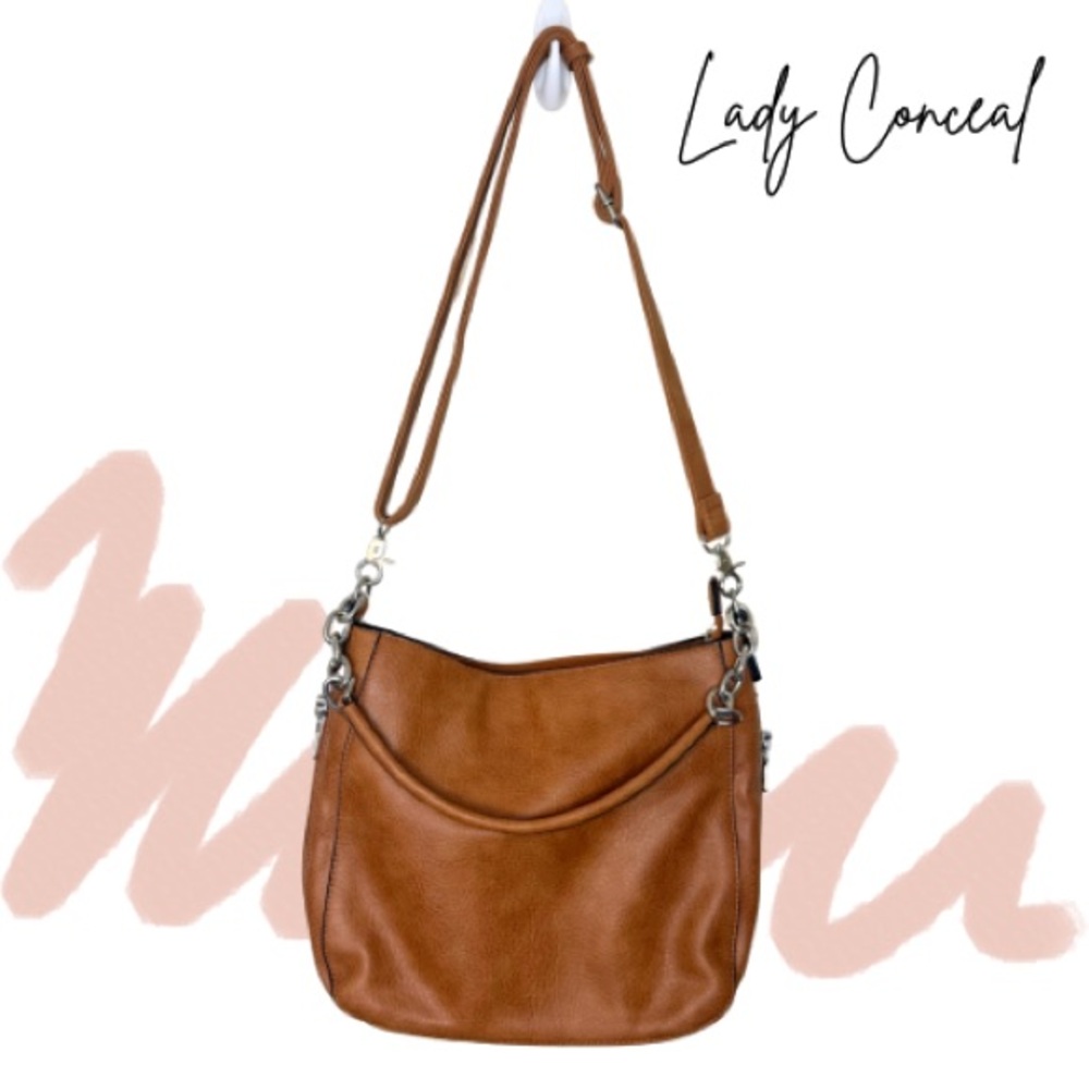 Lady Conceal ~ Conceal Carry Tan Leather Handbag With Lock & Key